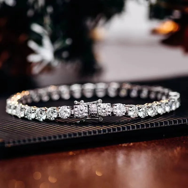 Miami Ice 7mm Clustered Tennis Bracelet - White Gold