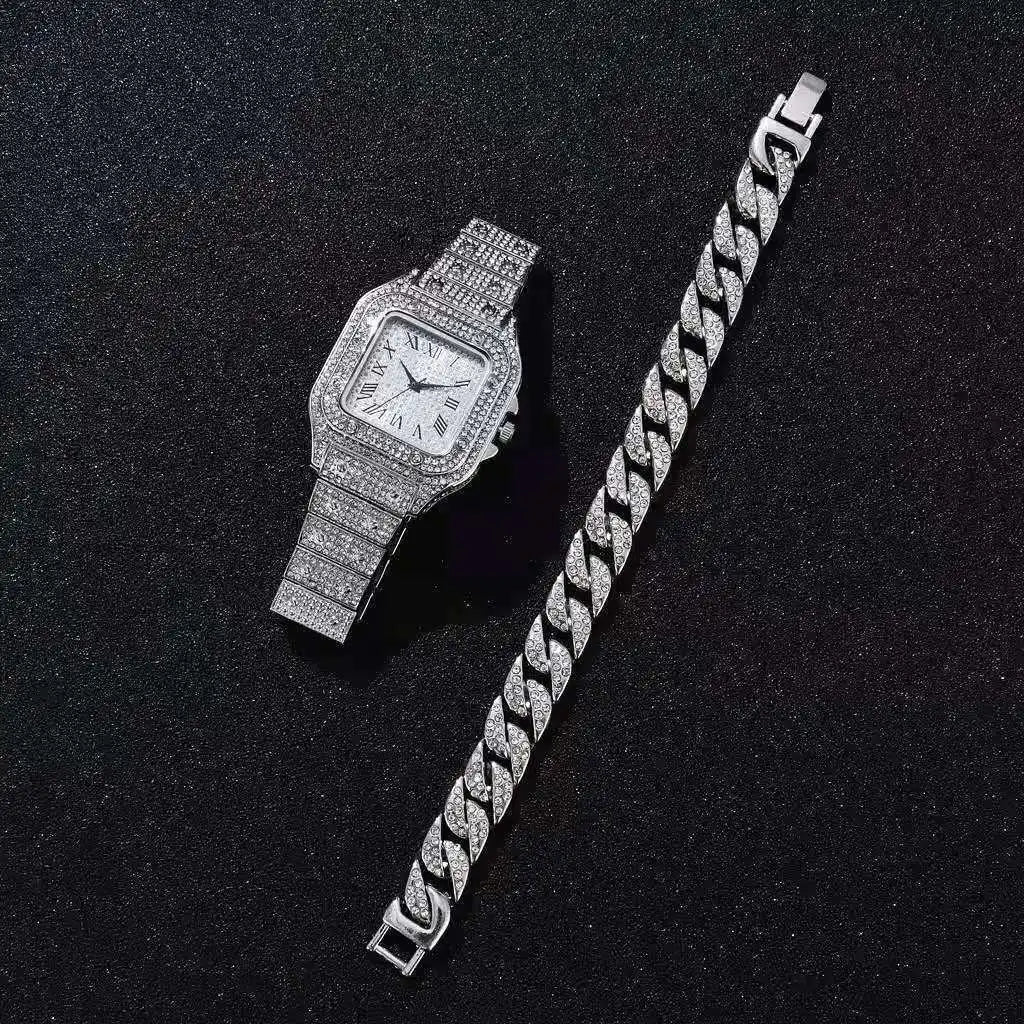 Miami Ice Luxury Iced-out Gold Quartz Watch