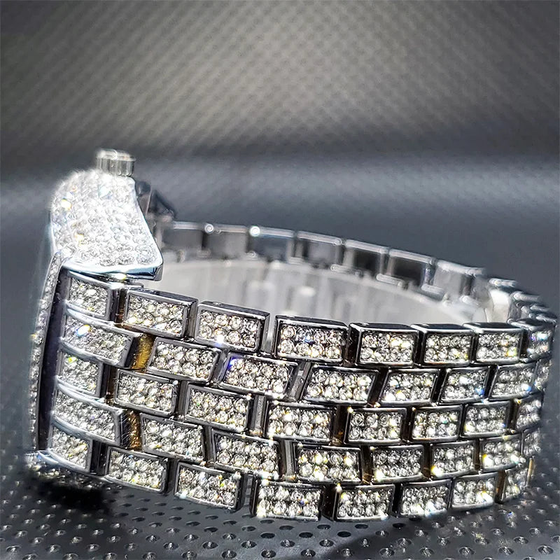 Miami Ice Navette Gold Iced Out Watch