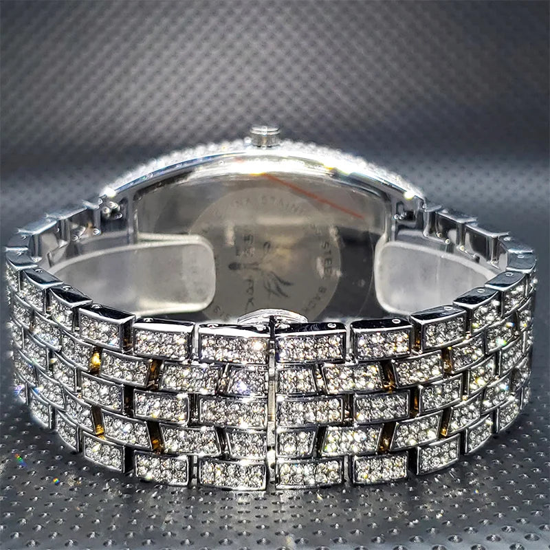 Miami Ice Navette Gold Iced Out Watch