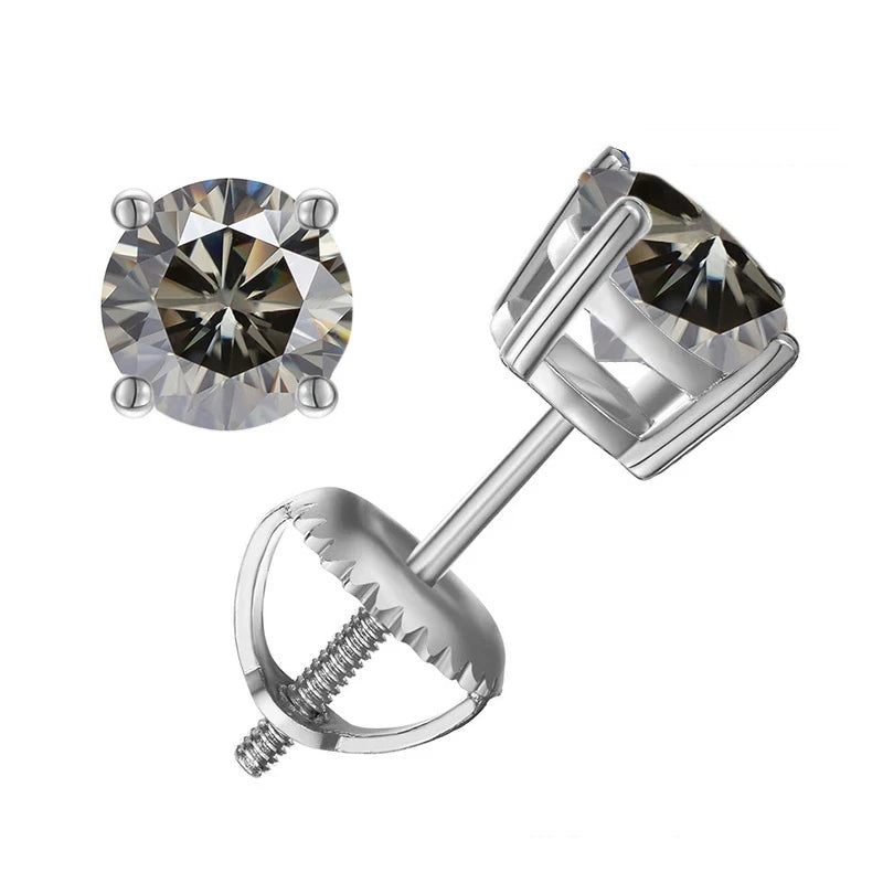 Moissanite Screws Back Ear Studs