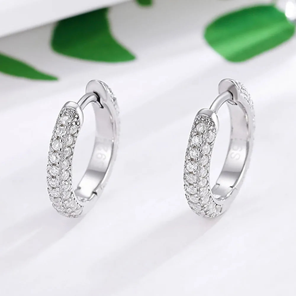 Miami Iced Hoop Earrings - White Gold