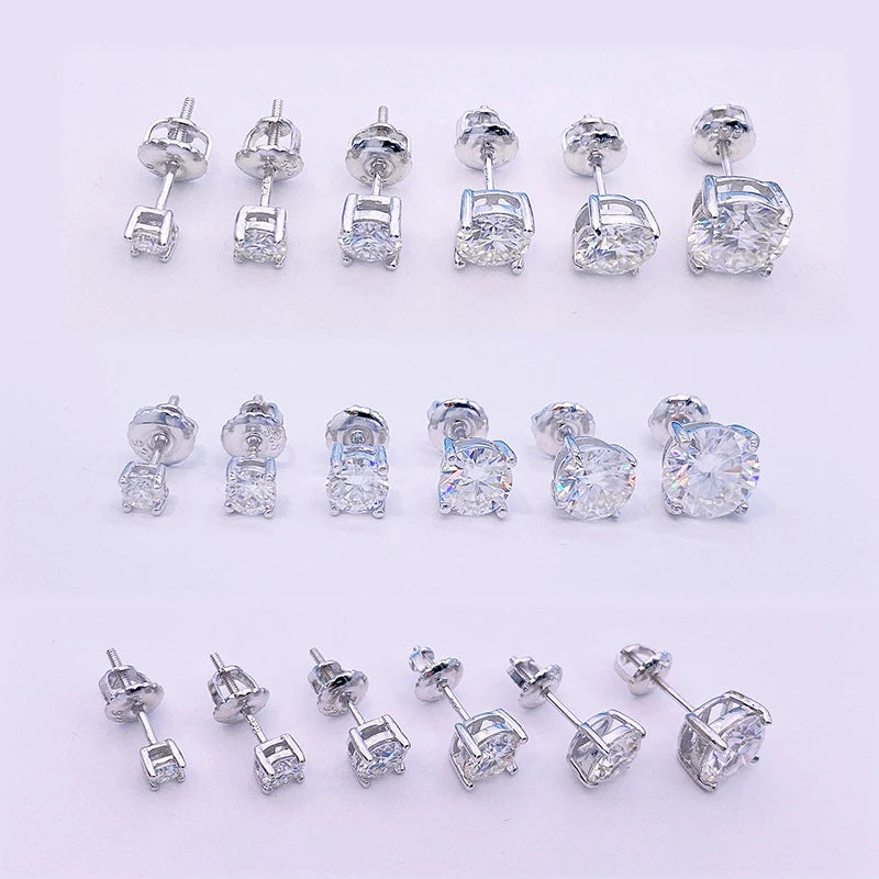 Moissanite Screws Back Ear Studs