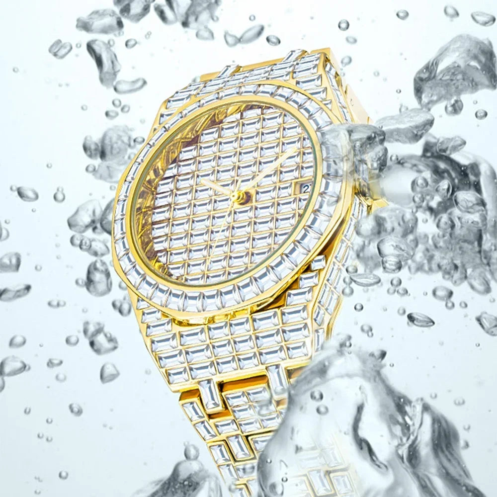 Miami Ice Luxury Hip Hop Men's Baguette Diamond Watch