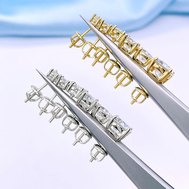 Moissanite Screws Back Ear Studs
