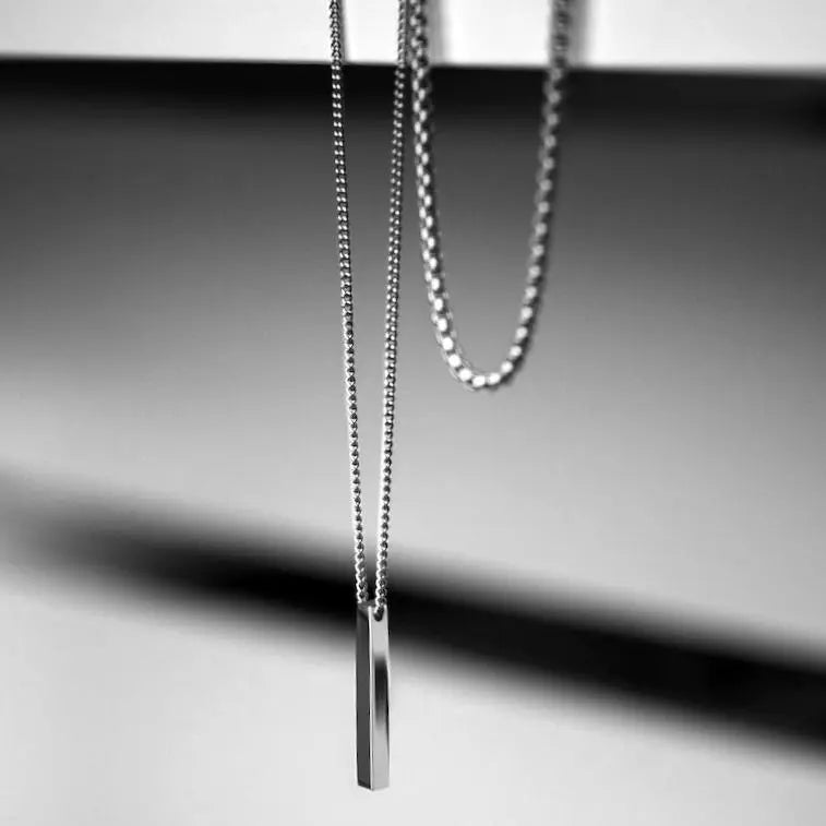Miami Ice Bar Necklace Set - White Gold