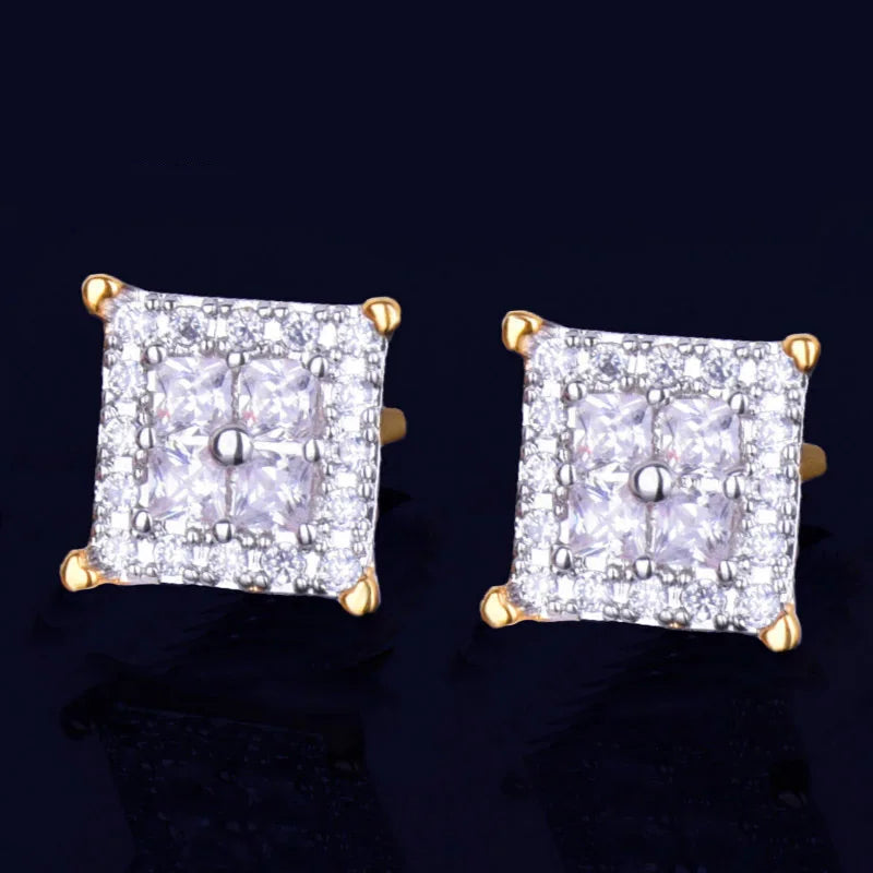 Square Back Iced Out Earrings