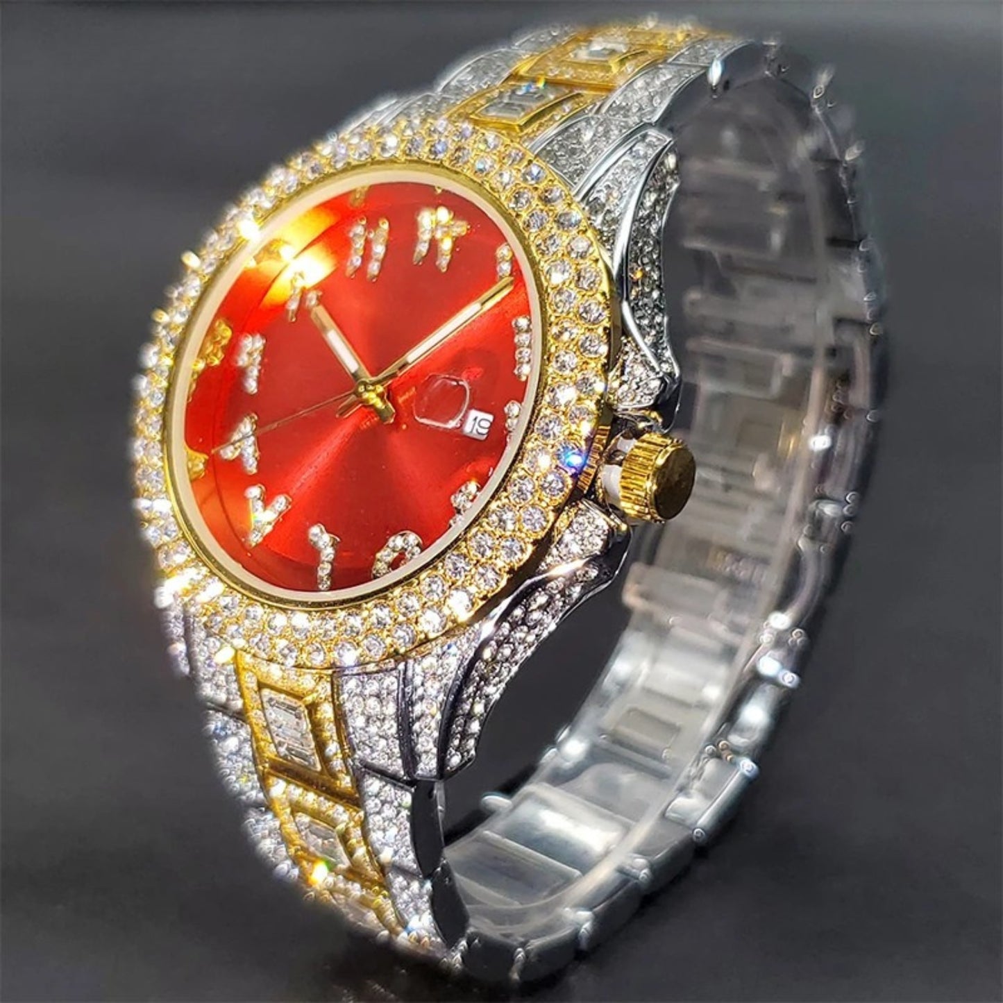 Miami Ice Men's Luxury Iced Out Watch & Bracelet Set