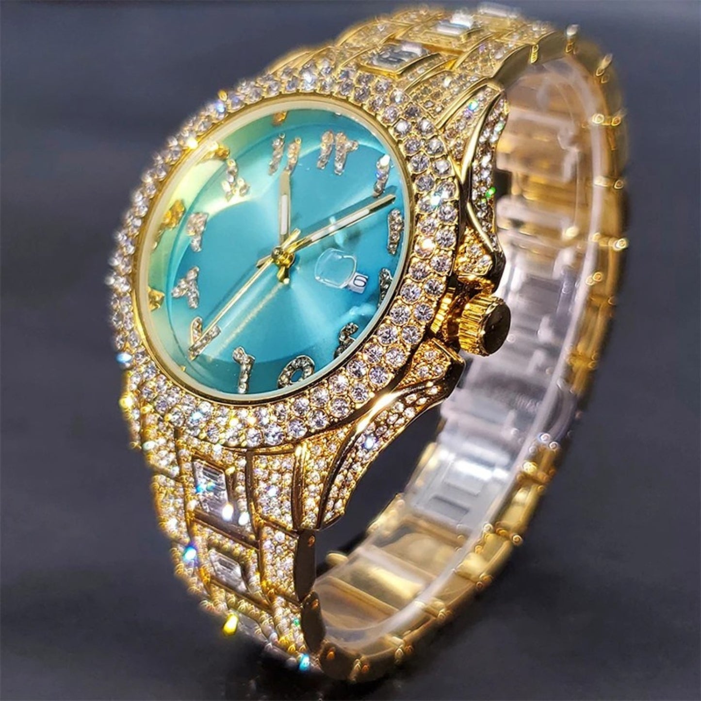 Miami Ice Men's Luxury Iced Out Watch & Bracelet Set