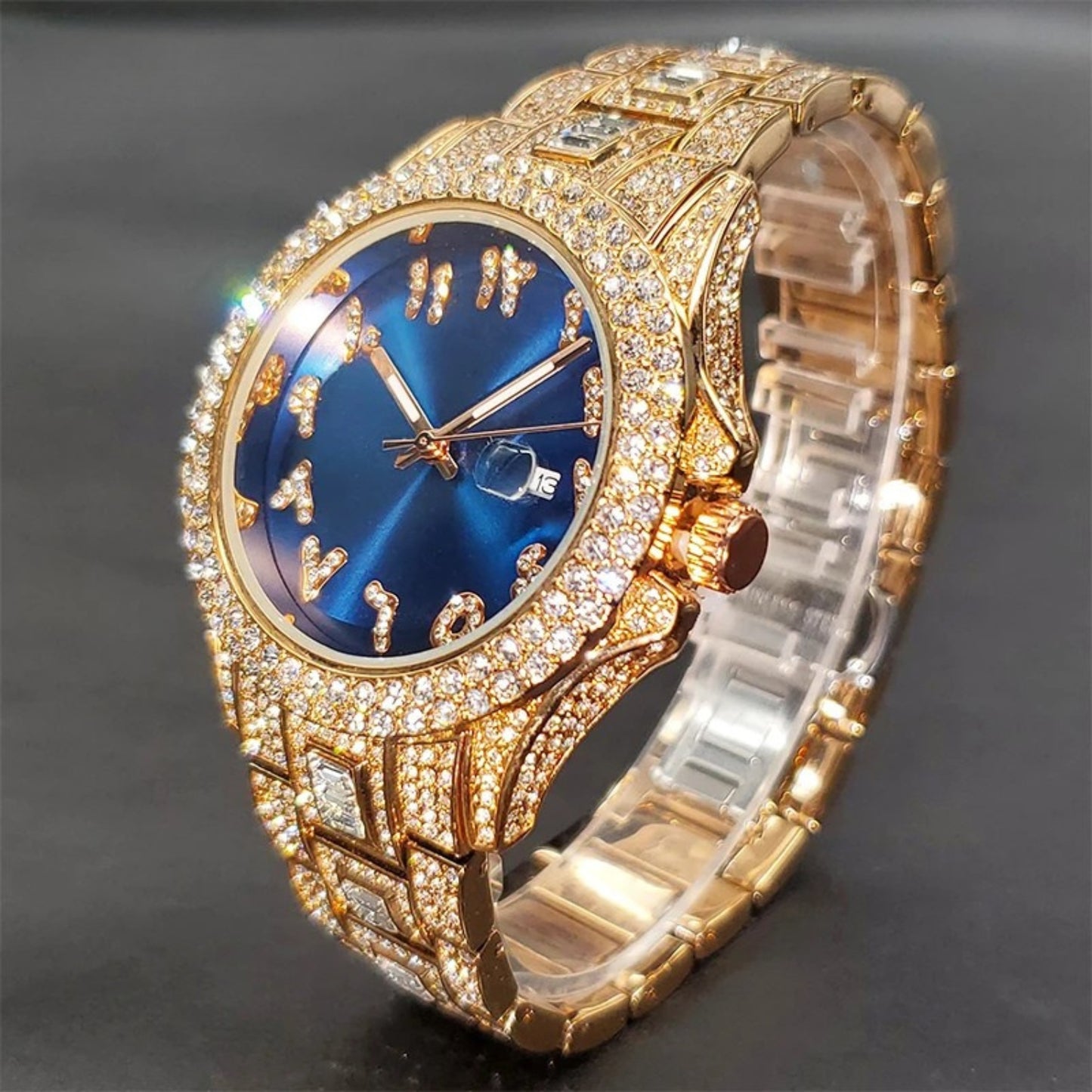 Miami Ice Men's Luxury Iced Out Watch & Bracelet Set