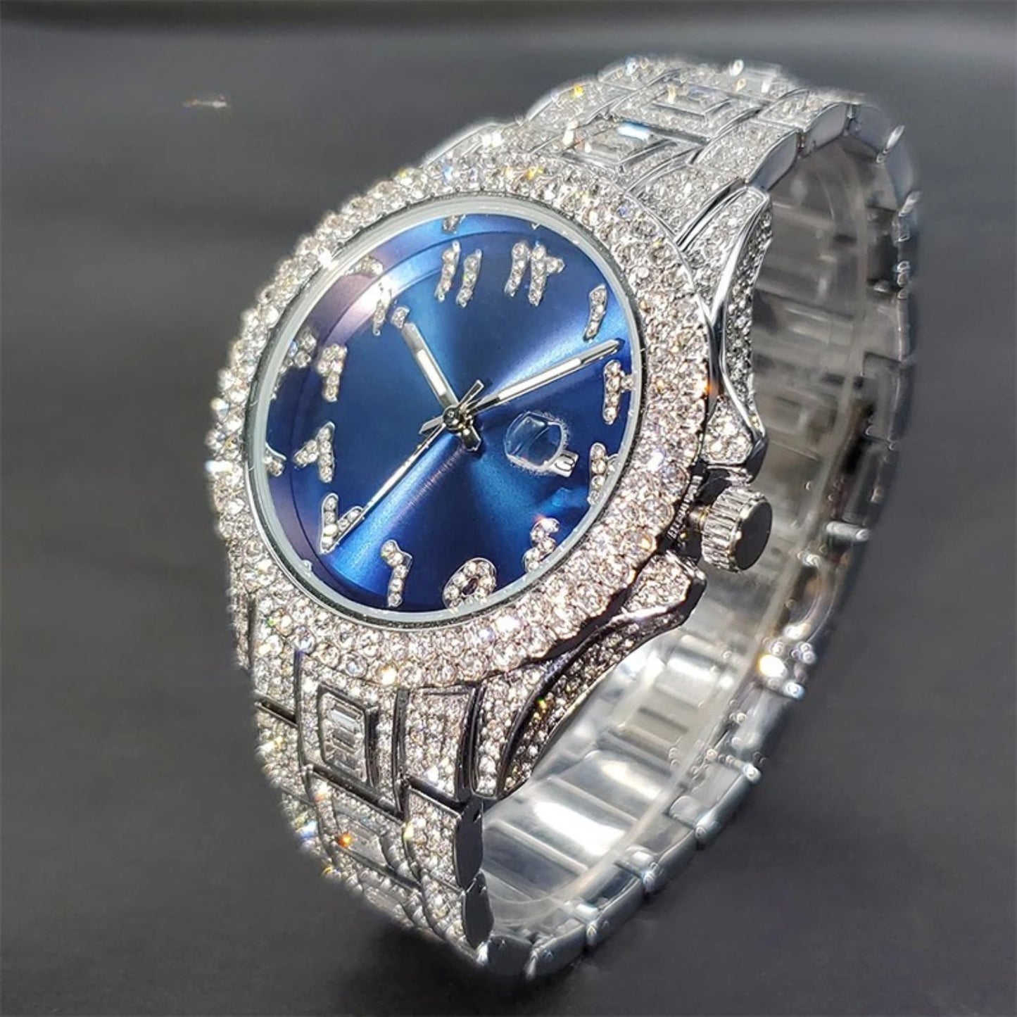 Miami Ice Men's Luxury Iced Out Watch & Bracelet Set