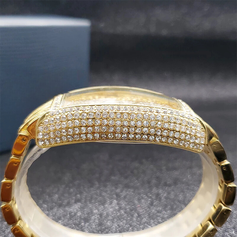 Miami Ice Navette Gold Iced Out Watch