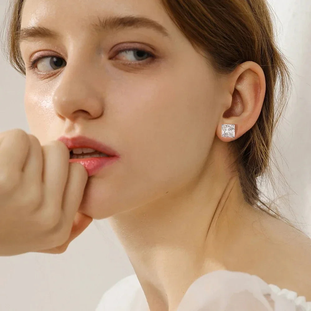 White Gold Vermeil Studs