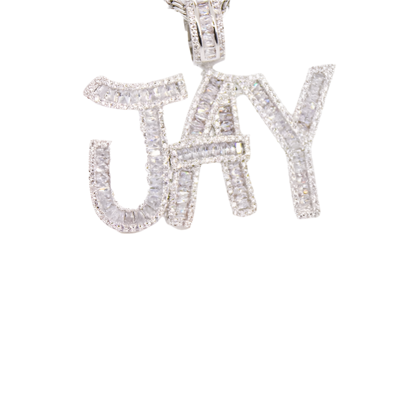 Miami Ice Iced Out Baguette Letters - White Gold