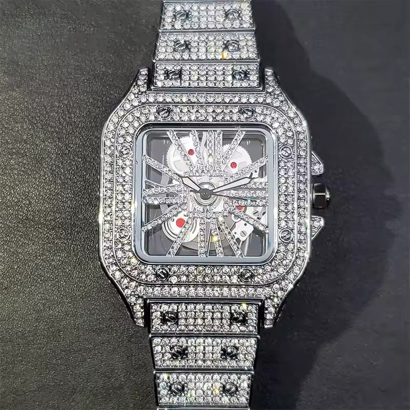 Miami Ice Skeleton Iced Out Watch