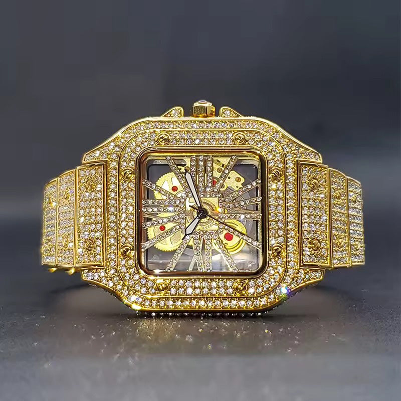 Miami Ice Skeleton Iced Out Watch