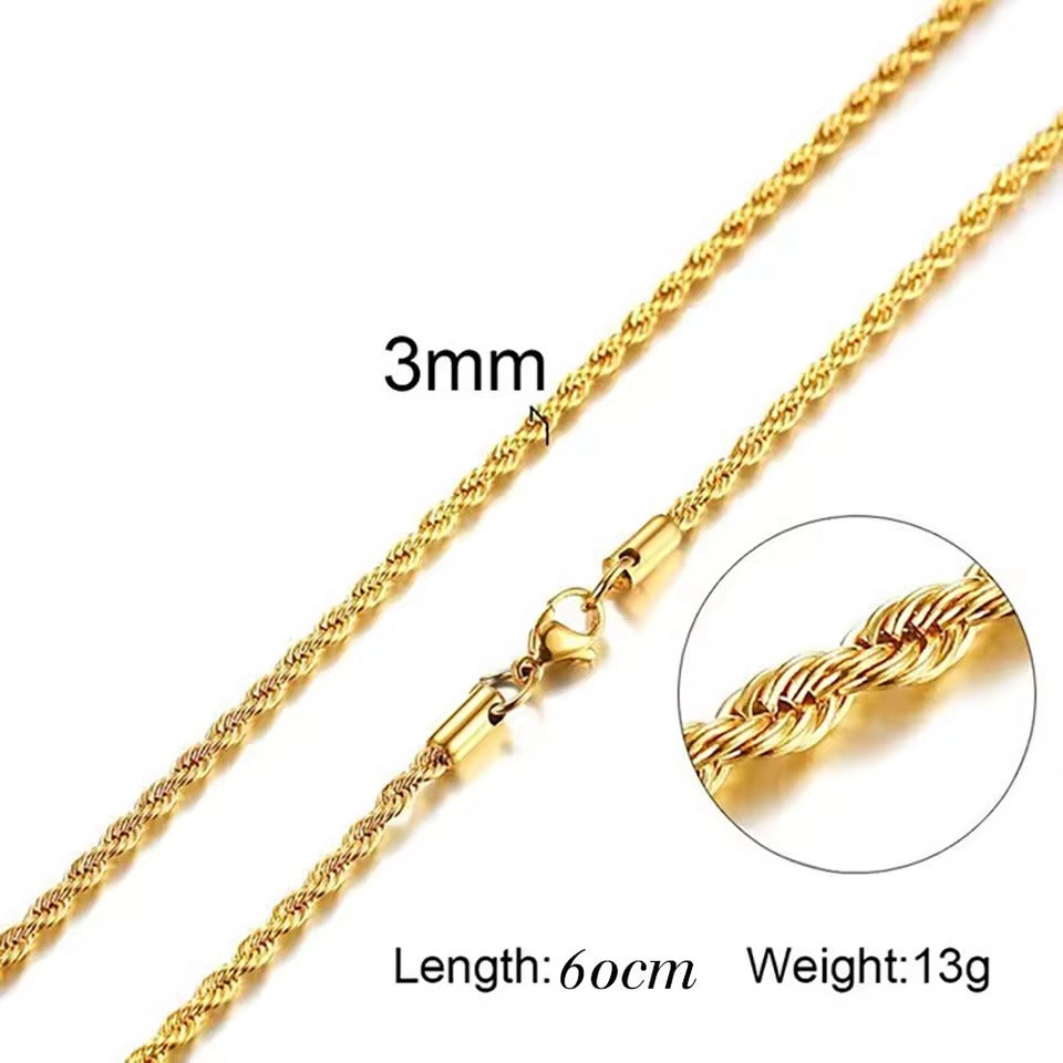 Miami Ice 3mm Rope Chain - Two-tone
