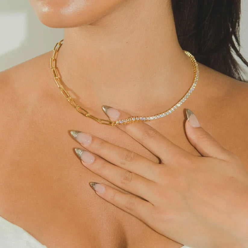 Miami Ice Half Tennis Half Hermes Necklace - Gold