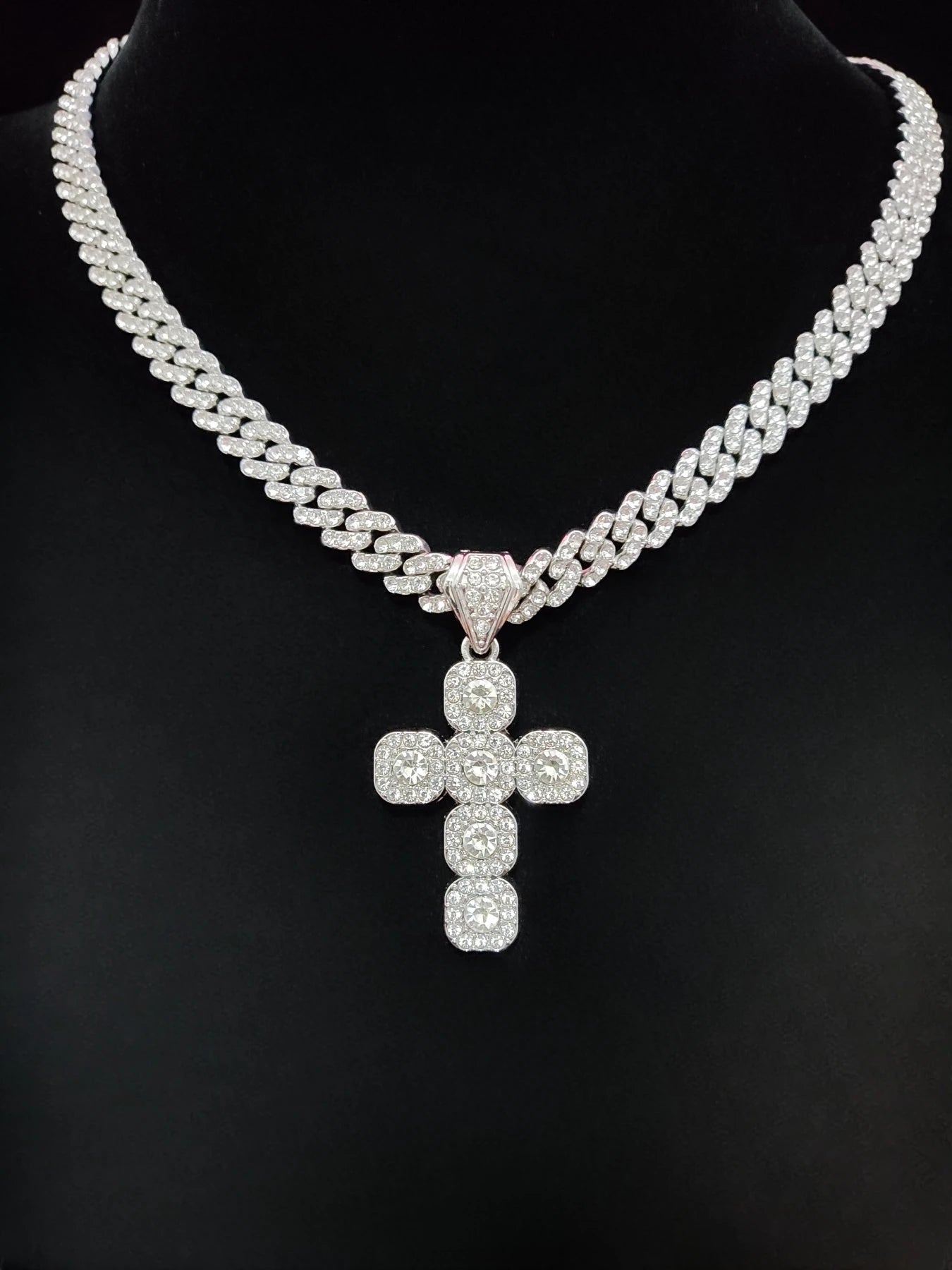 iced-out cross necklace