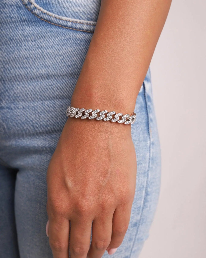 Miami Ice 8MM Bracelet - White Gold