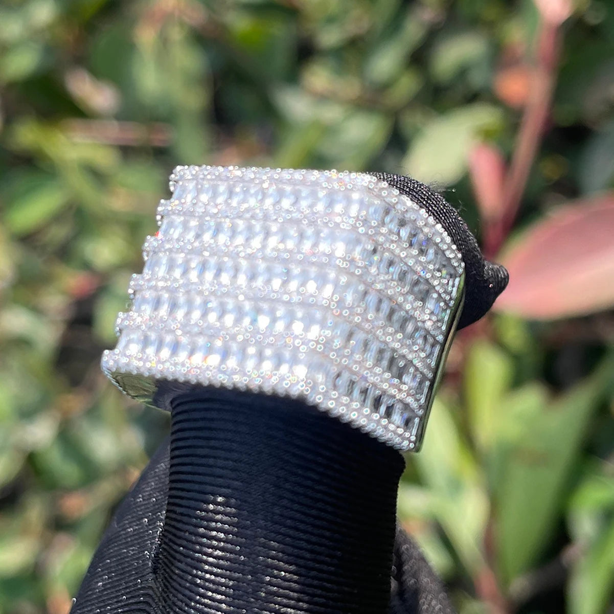 multi-row iced-out ring