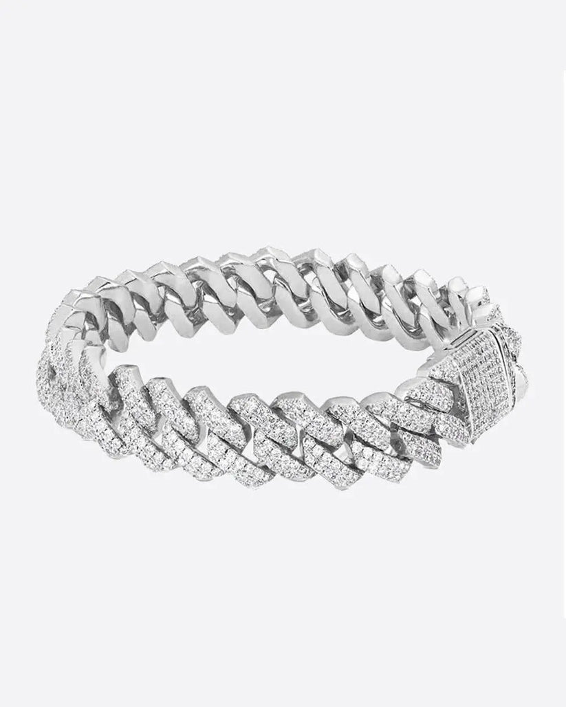 Miami Ice Prong 13mm Bracelet - White Gold