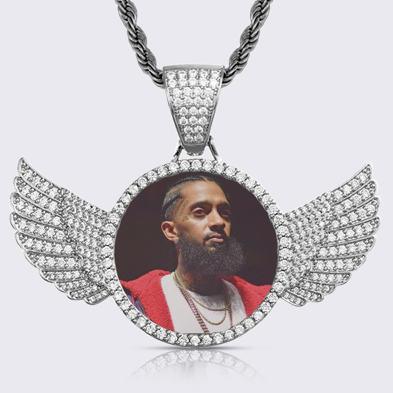 Miami Ice Custom Wing Photo Pendant - White Gold