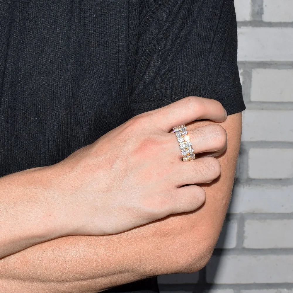 two-row iced-out ring