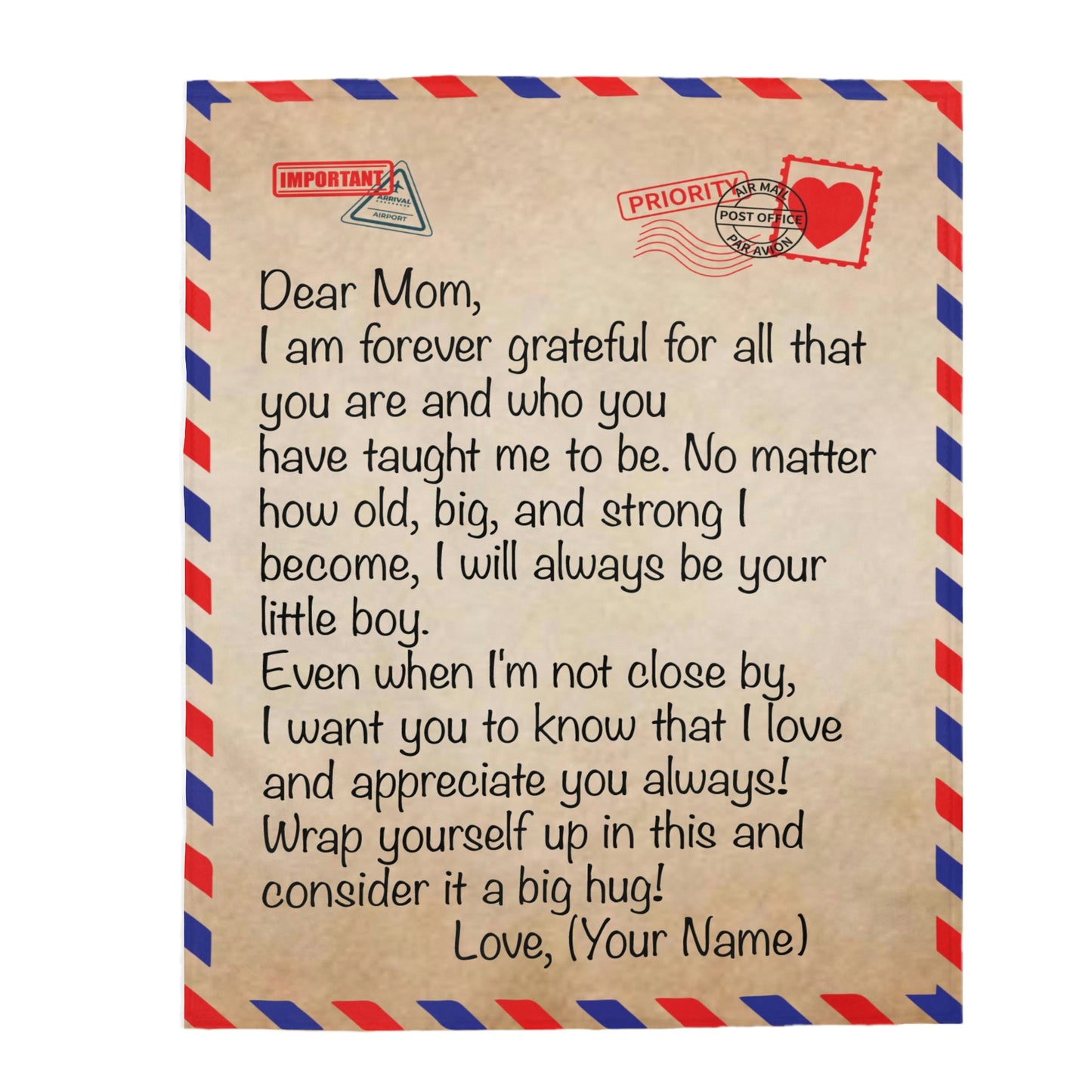 Dear Mom I Appreciate You Mothers Day/Birthday Velveteen 50x60 Plush Blanket