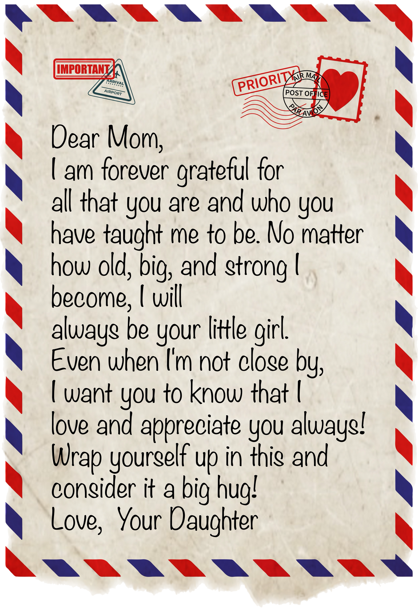 Dear Mom I Appreciate You Mothers Day/Birthday Velveteen 50x60 Plush Blanket