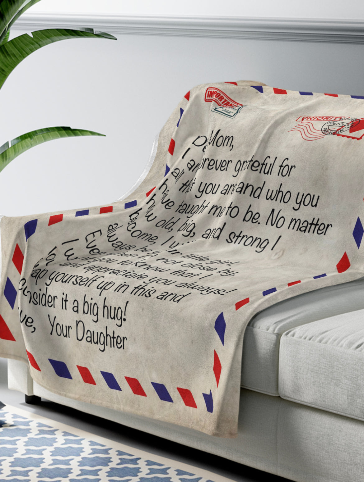 Dear Mom I Appreciate You Mothers Day/Birthday Velveteen 50x60 Plush Blanket