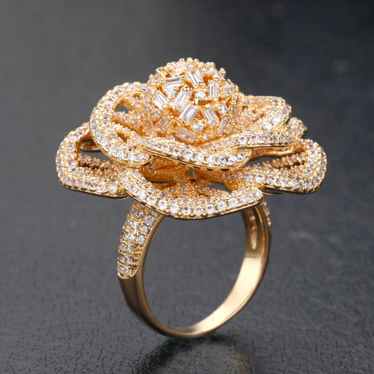 Miami Ice Rose Flower Iced Out Ring