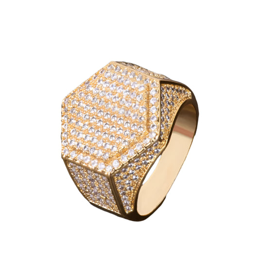 Hexagon iced-out ring

