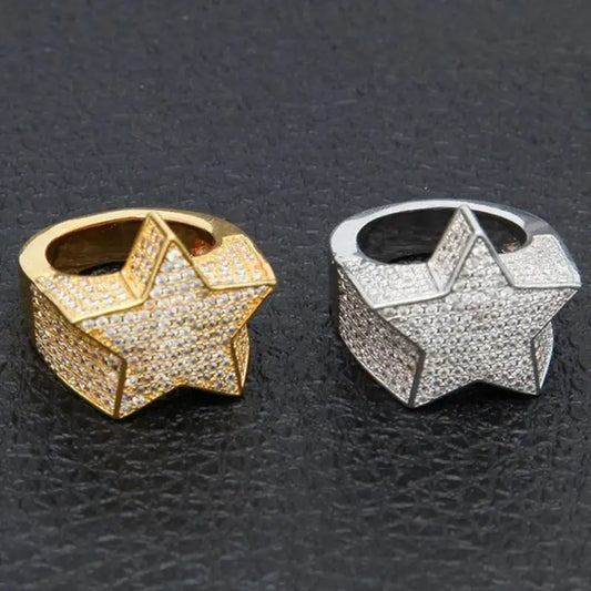 Hip Hop Rock Five Star Rings