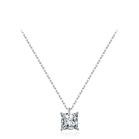 Miami Ice 2ct Moissanite Solitaire Adjustable Necklace - White Vermeil