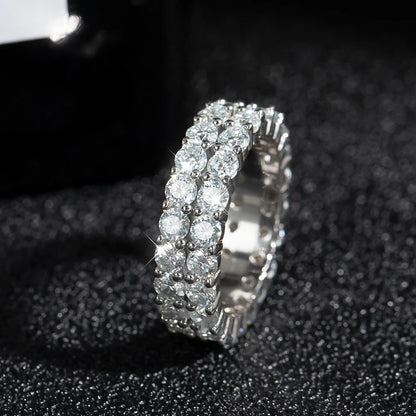 Miami Ice 2-Row Moissanite Band Ring - Vermeil Gold